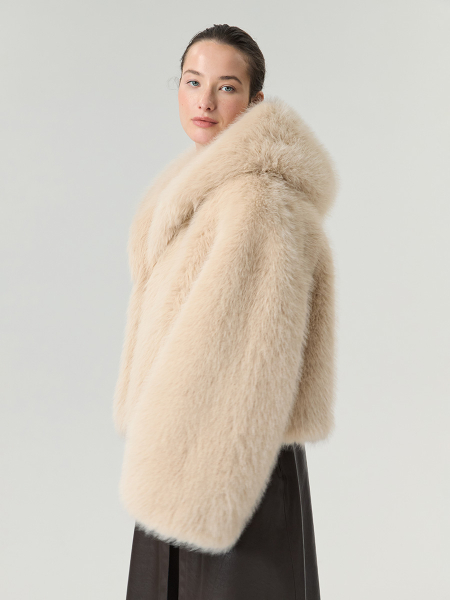 Экошуба оверсайз с капюшоном Only me, цвет: Светло-бежевый, ЭШ5533 купить онлайн