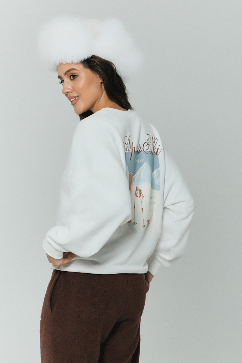 Свитшот Alpine с велюр эффектом Ricoco, цвет: молочный, 7038/1 купить онлайн