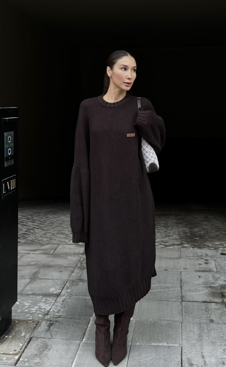 Платье объемное вязаное BROWN Label .B, цвет: BROWN,  купить онлайн