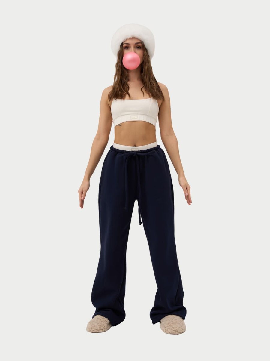 Брюки на завязках с начесом