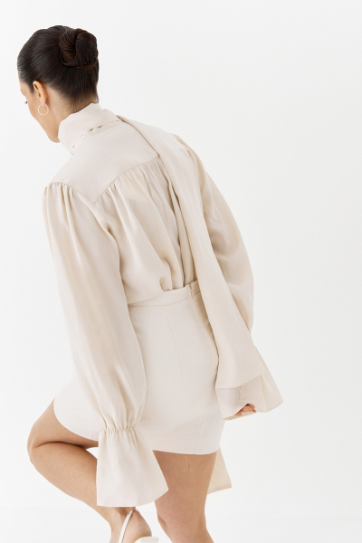 Блуза из 100% лиоцелла с бантом Ricoco, цвет: молочный, 7001/1 купить онлайн