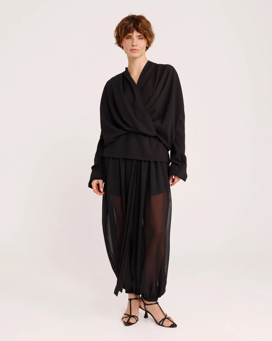 Брюки-шаровары из шифона BLACK Anmuse, цвет: Черный, TR25W218-BLC купить онлайн