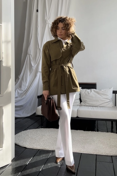 Укороченный тренч Y.SO, цвет: Khaki,  купить онлайн