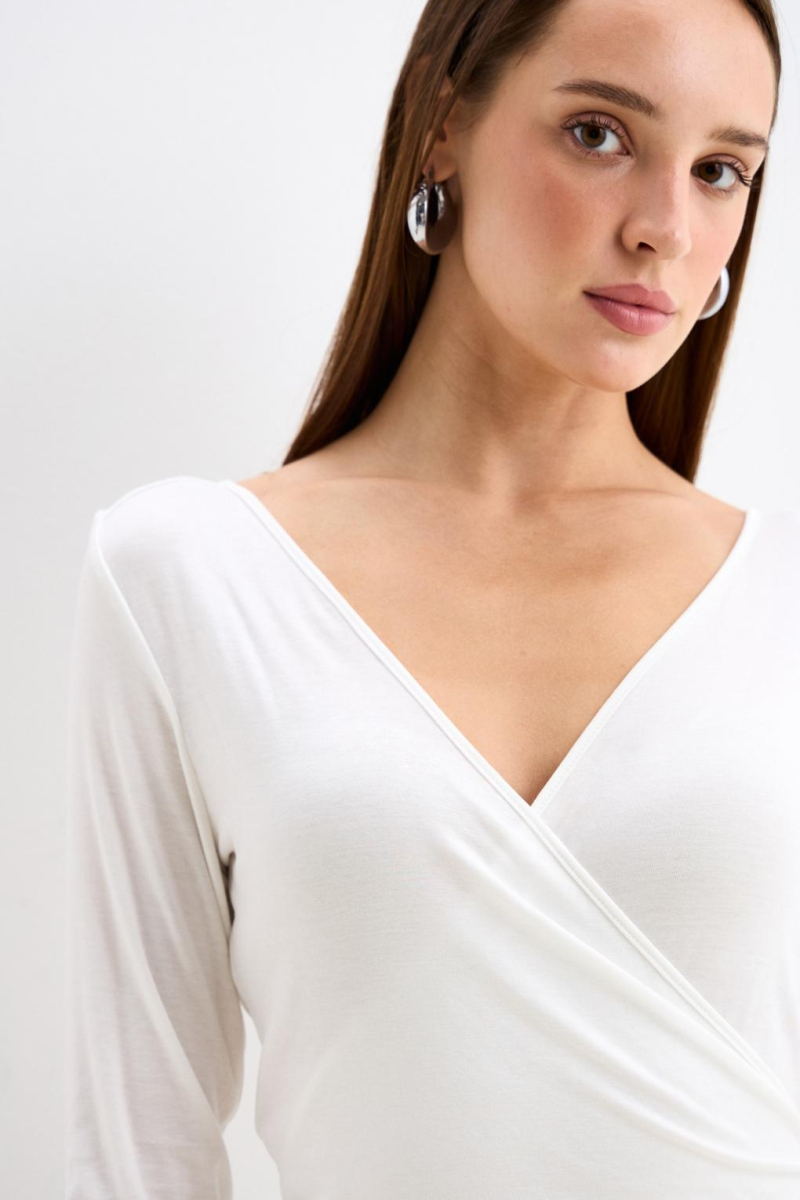 Лонгслив с V-вырезом ENEVOO, цвет: белый, 06075 купить онлайн