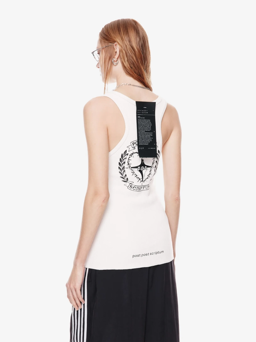 Хлопковая майка с принтом POST POST SCRIPTUM, цвет: белый,  купить онлайн