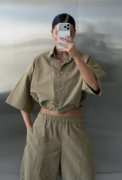 Рубашка плащевая на кулисе Label .B, цвет: хаки, Tp.06.3.01OL купить онлайн