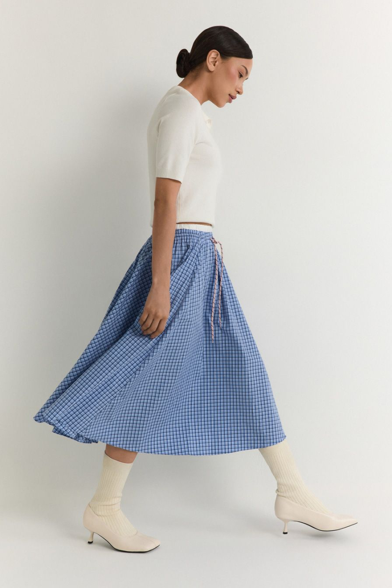 Юбка из 100% хлопка TOPTOP, цвет: голубой с принтом, TT.071.18818.601 купить онлайн