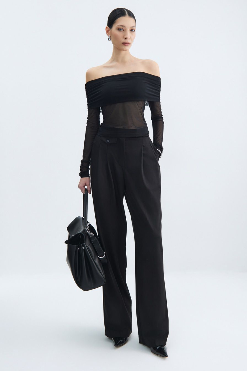 Блуза с открытыми плечами TOPTOP, цвет: Черный, TT.020.17121.900.02525 купить онлайн