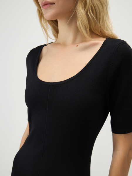 Трикотажное платье миди Conso, цвет: Черный, KDL 260716 - черный купить онлайн