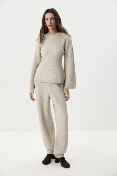 Брюки O-силуэта с шерстью Charmstore, цвет: светло-бежевый меланж, 301-48278-118 купить онлайн