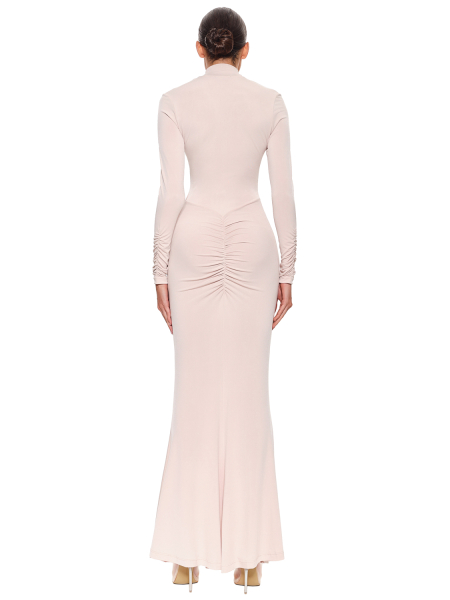 Платье макси с драпировкой SODAMODA, цвет: бежевый, 12563 купить онлайн