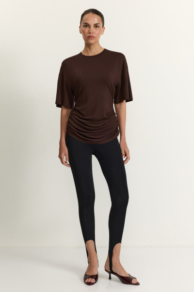 Футболка из смесовой вискозы TOPTOP, цвет: коричневый TT.027.18060.700.05288 |новая коллекция купить онлайн
