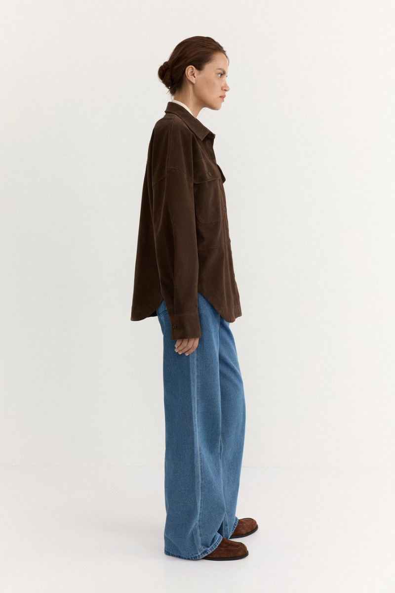 Рубашка из экозамши TOPTOP, цвет: коричневый, TT.021.17921.700 купить онлайн