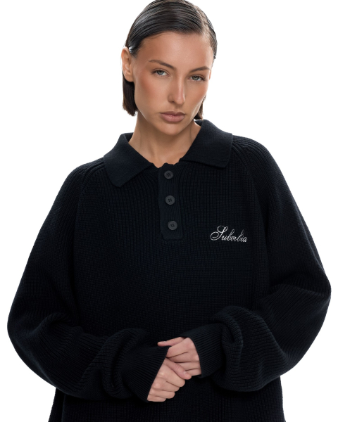 Вязаное поло Suborbia, цвет: Черный, 007129 купить онлайн