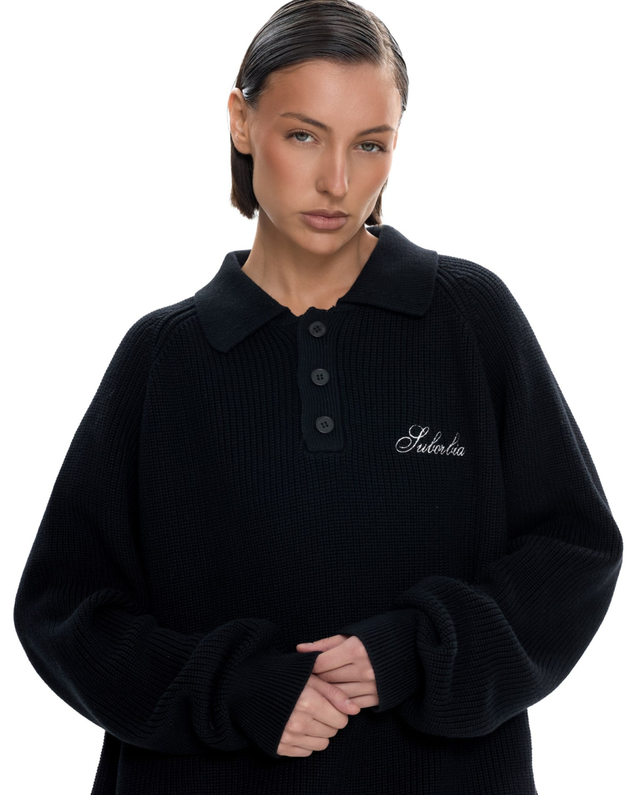 Вязаное поло Suborbia, цвет: Черный, 007129 купить онлайн