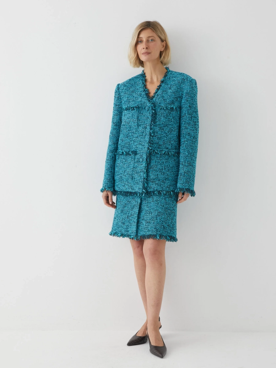 Жакет твидовый Marou, цвет: голубой,  купить онлайн