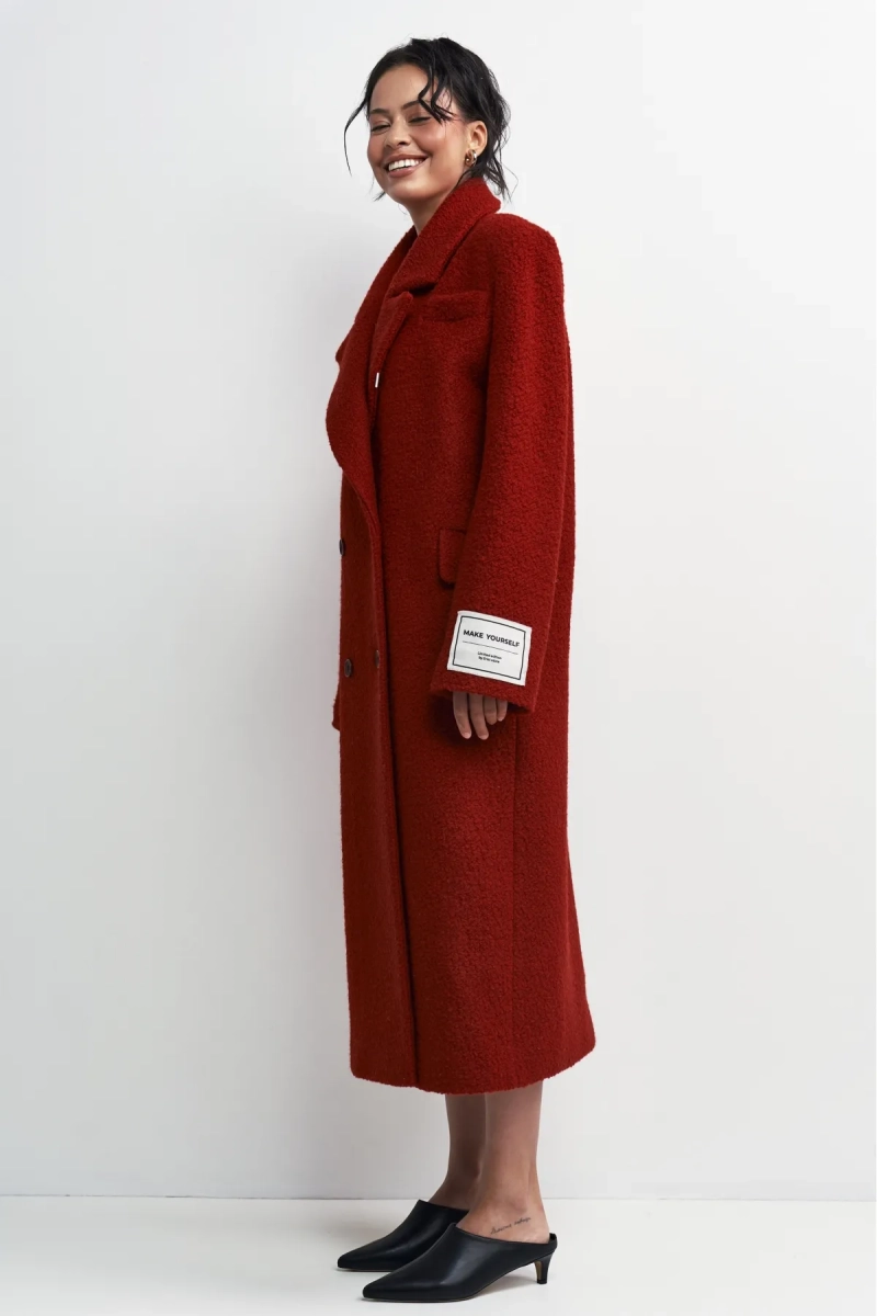 Пальто-макси из вареной шерсти Насыщенный красный Erist store, цвет: красный, НФ-00003235 купить онлайн