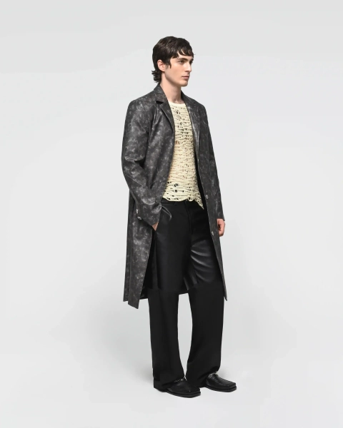 Пальто Однобортное Vintage Leather Coat Berhasm, цвет: серый, tre24-1-grey купить онлайн