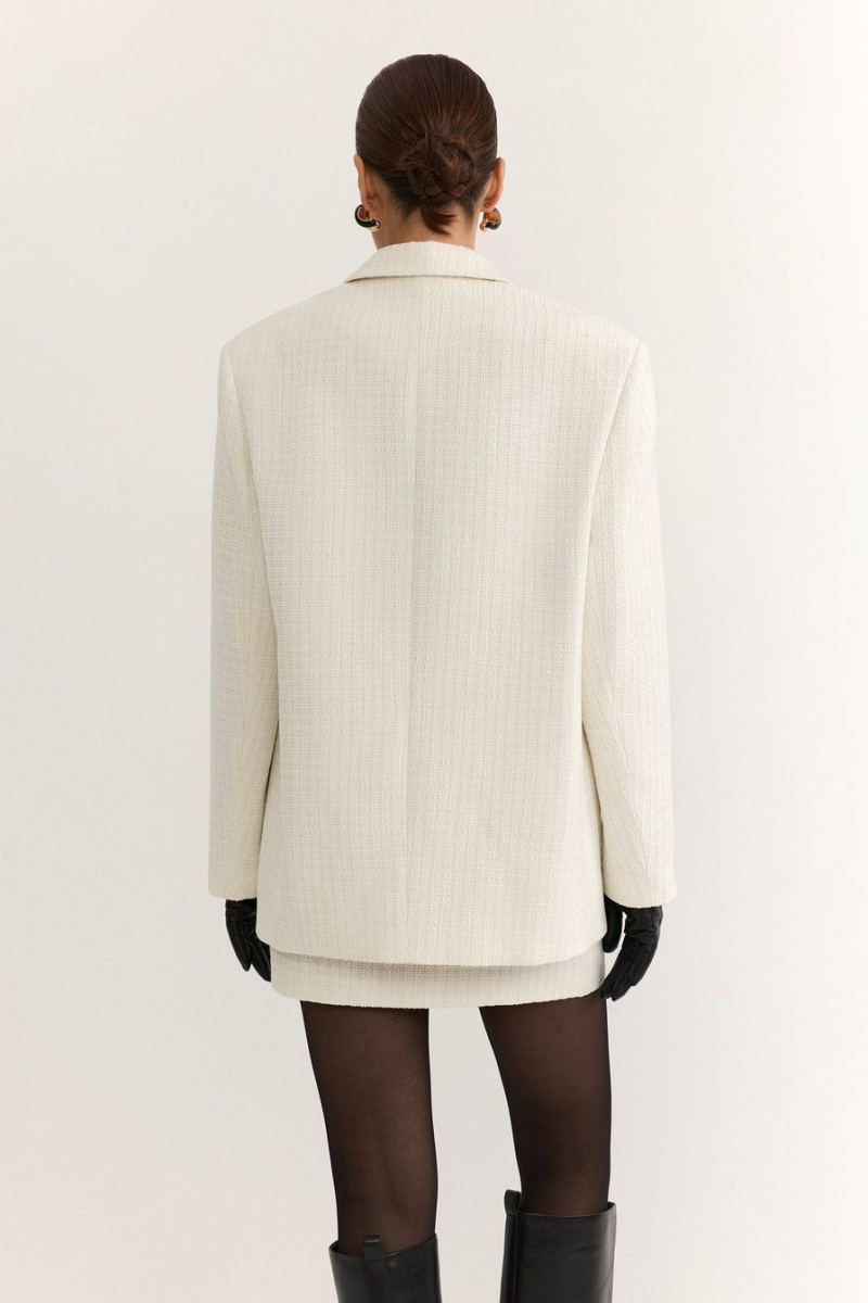 Твидовый жакет TOPTOP, цвет: молочный, TTS.060.19278.120 купить онлайн