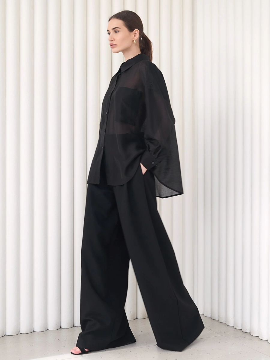 Блуза-рубашка воздушная I.B.W., цвет: Черный, BL030 купить онлайн