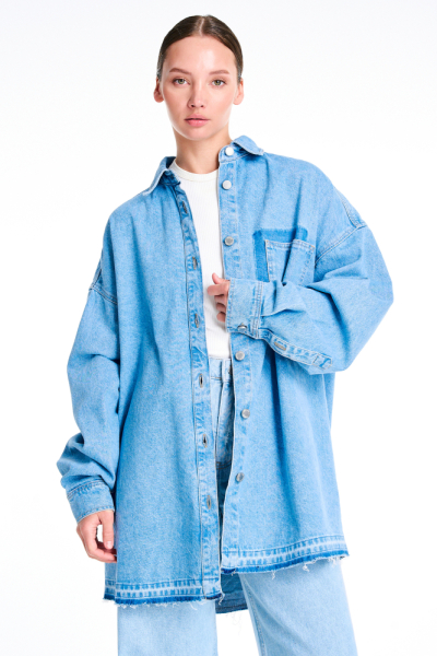 Рубашка объемная из денима LIGHT BLUE