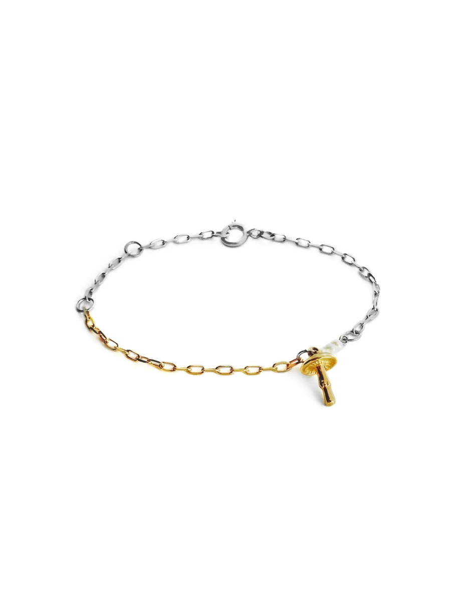 Серебряный браcлет на цепочке «Мухоморы»