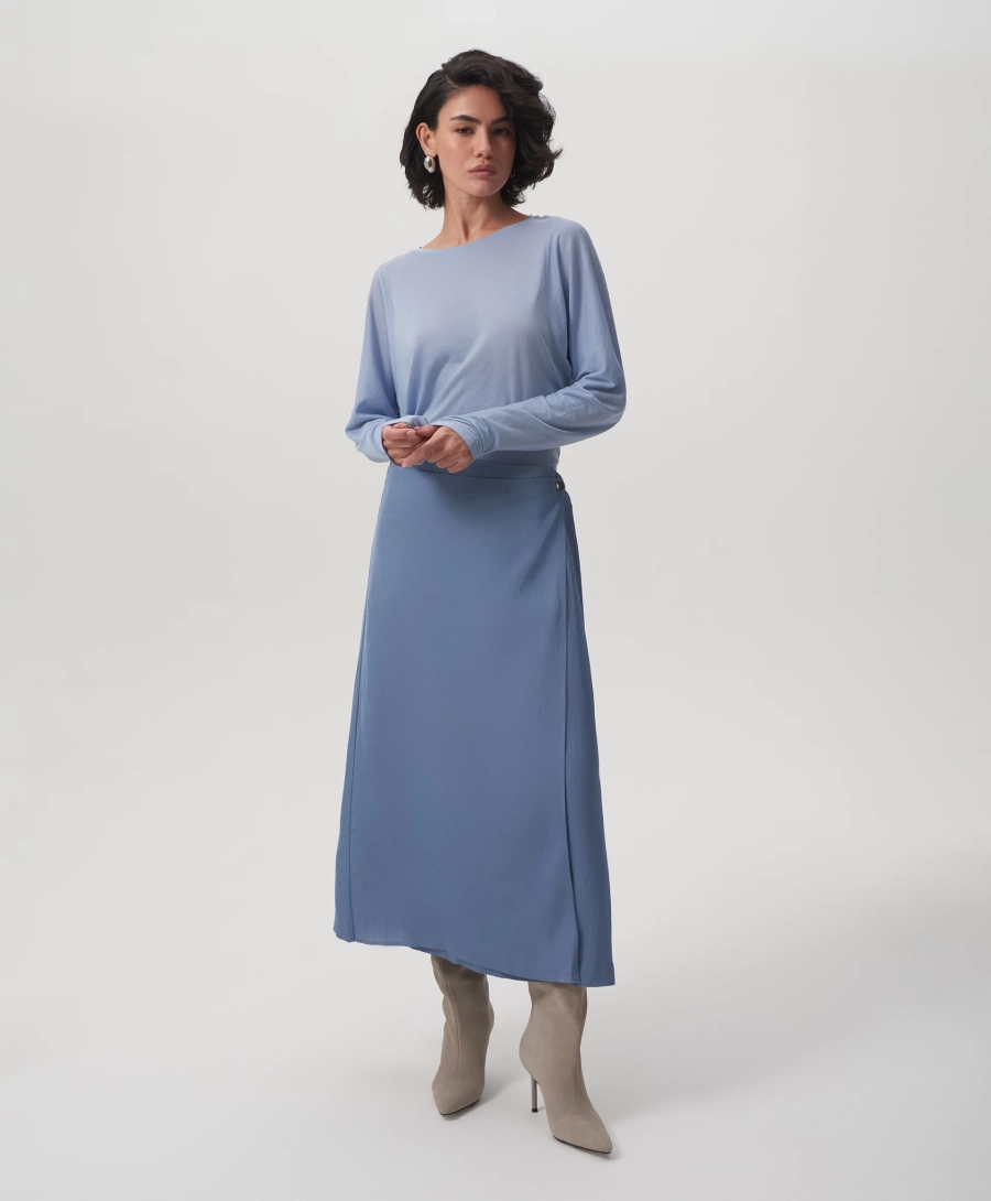 Юбка средней посадки с асимметричным дизайном GLVR, цвет: голубой,  купить онлайн