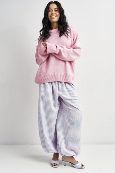 Брюки-алладины в полоску в цвете Розовый