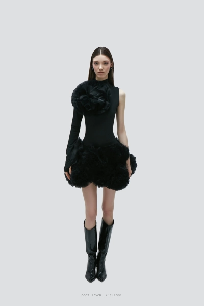 Юбка с черными цветами из фатина Barbino Maison, цвет: black, 710 купить онлайн