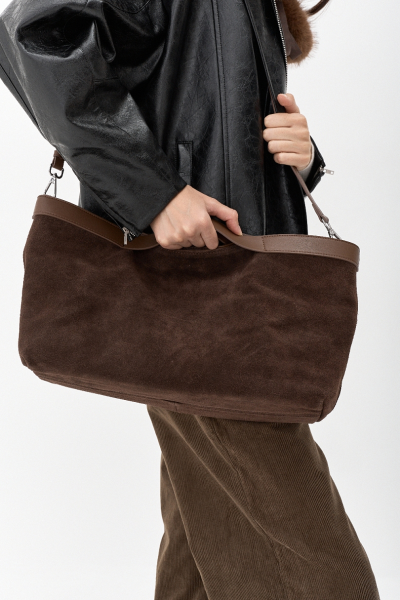 Сумка тоут из замши М Ricoco, цвет: шоколадный bag10/2 купить онлайн