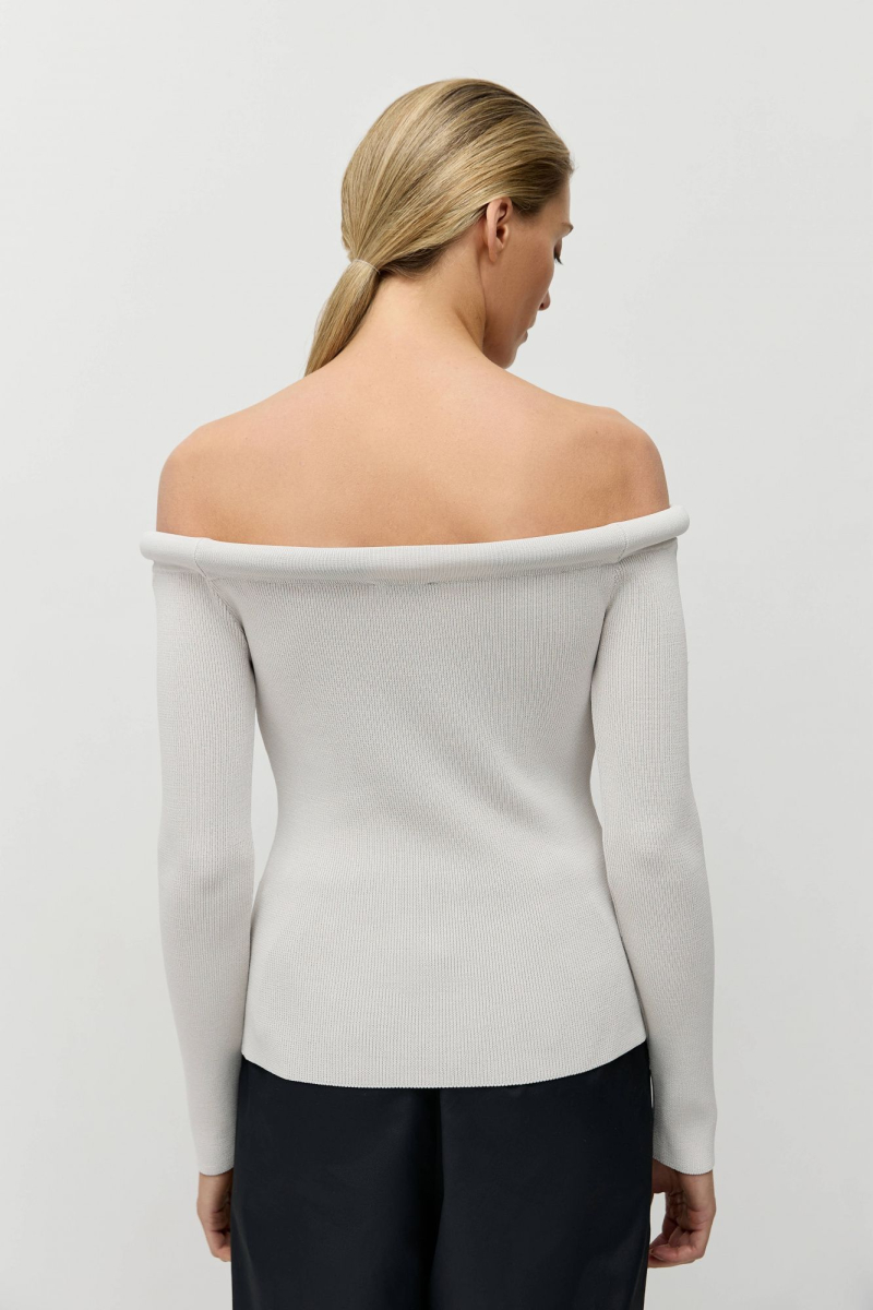 Джемпер с открытыми плечами из вискозы AROUND, цвет: Светло-серый, 219_121VN03 купить онлайн