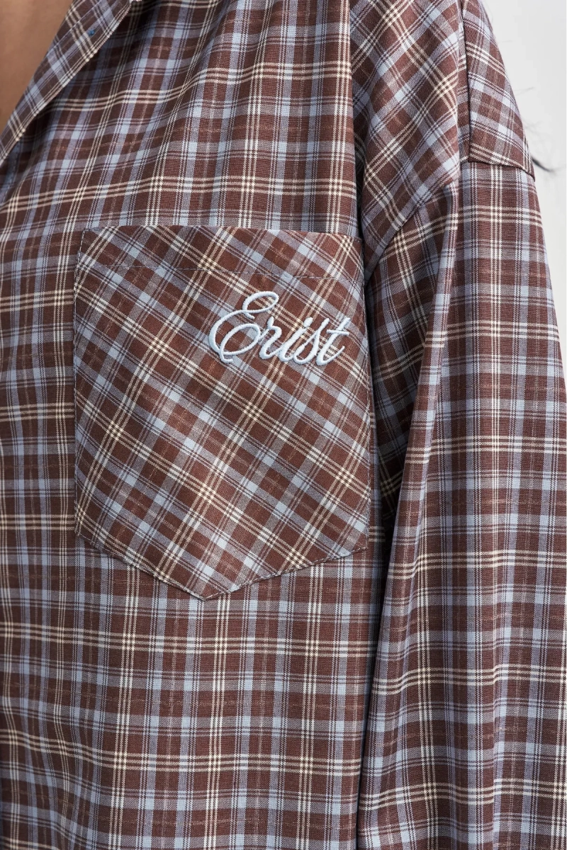 Рубашка в клетку Erist store, цвет: голубой, НФ-00003481 купить онлайн