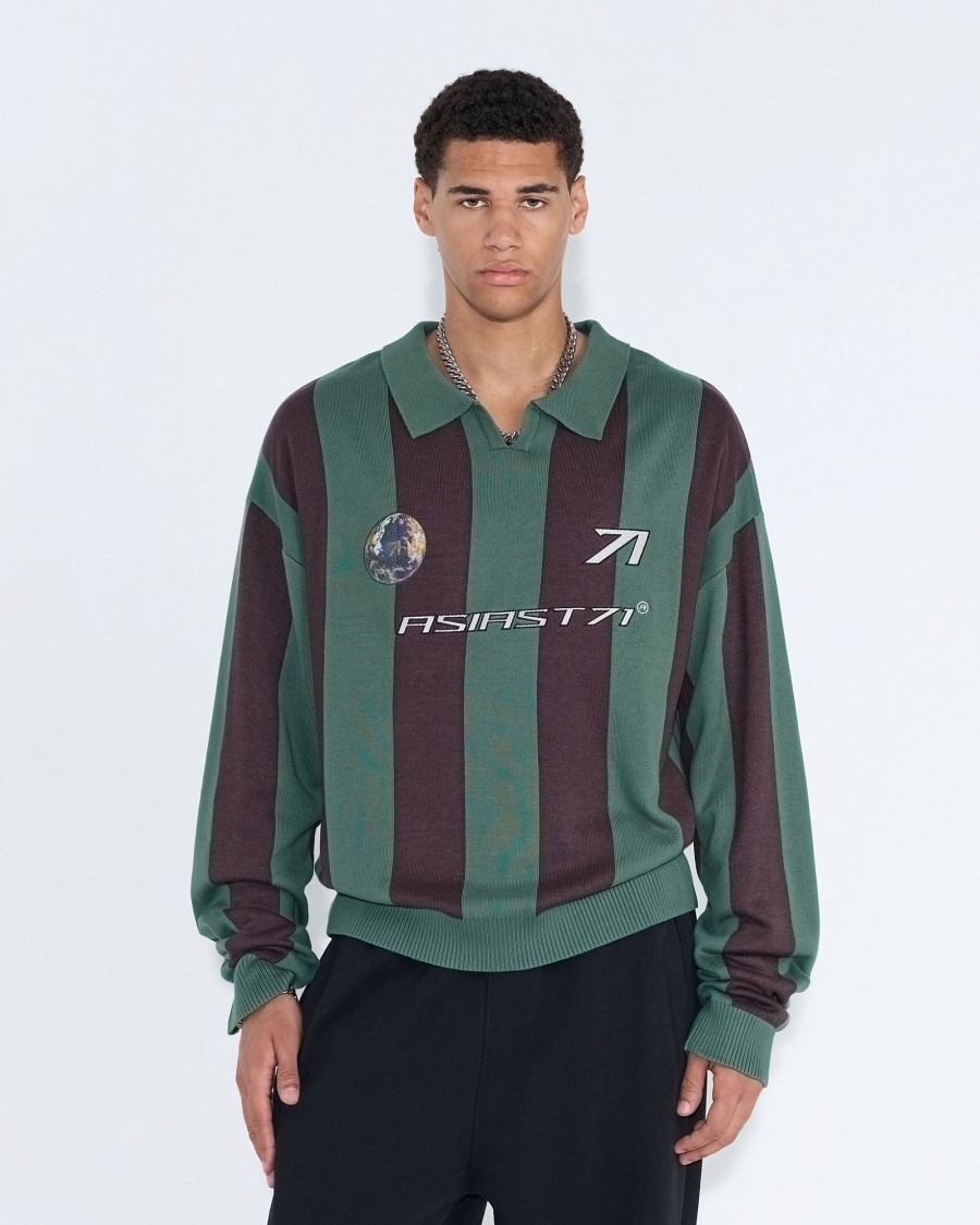 Поло KNIT JUVENTUS STRIPES GREEN ASIA ST 71, цвет: зеленый, Ast71.knit-polo-juventus-green купить онлайн