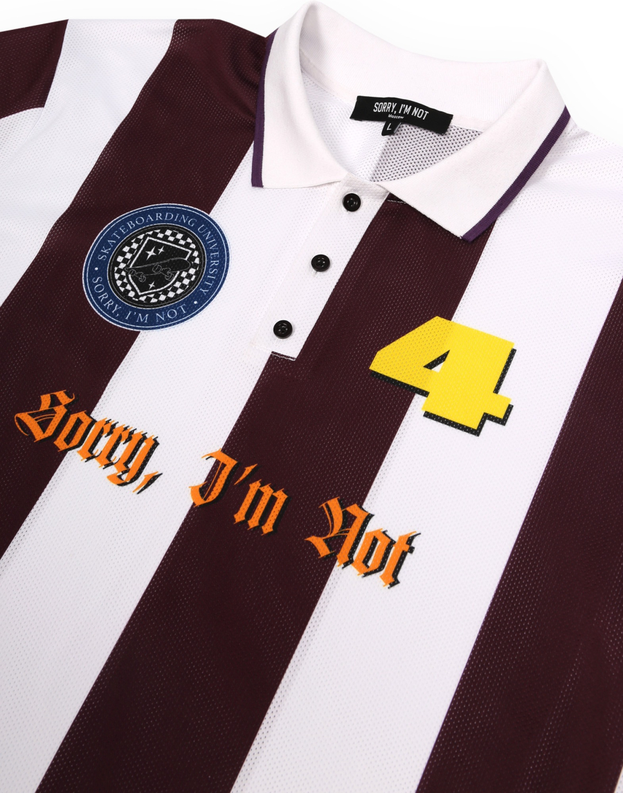 Футболка-поло STRIPES JERSEY SORRY, I’M NOT, цвет: Бордовый,  купить онлайн