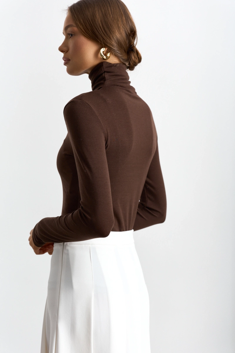 Водолазка из тенсела и шерсти Ricoco, цвет: шоколадный, 6090/5 купить онлайн