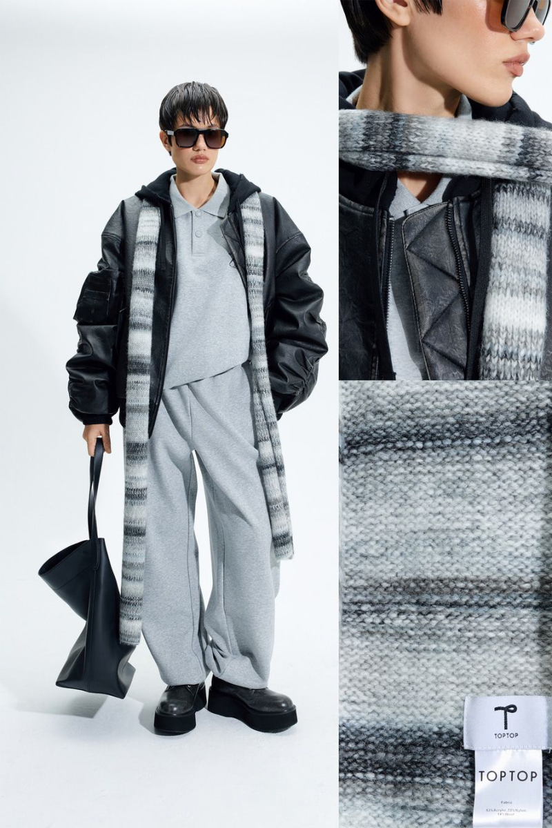 Шарф с принтом TOPTOP, цвет: черный с принтом TT.607.16824.901 купить онлайн