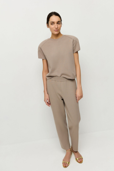 Брюки дудочки трикотажные AROUND, цвет: Серо-бежевый, 289_60V01 купить онлайн