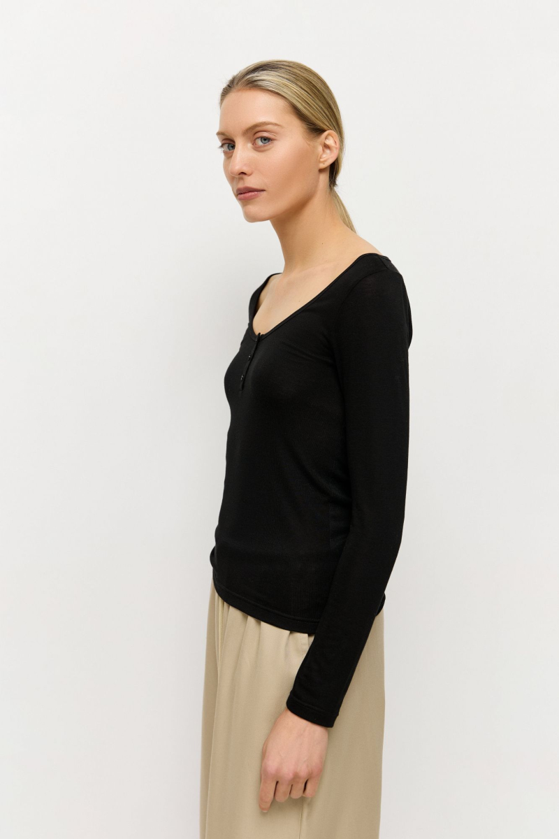 Лонгслив с застежкой на пуговицы AROUND, цвет: Черный, 219_124WT02 купить онлайн
