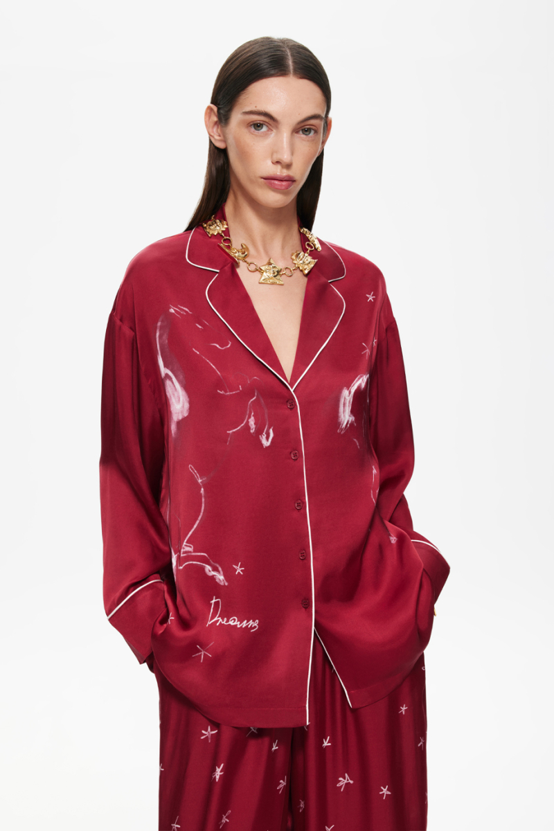 Блузка пижамная с принтом