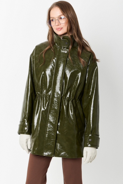 Парка из лакированной кожи утепленная