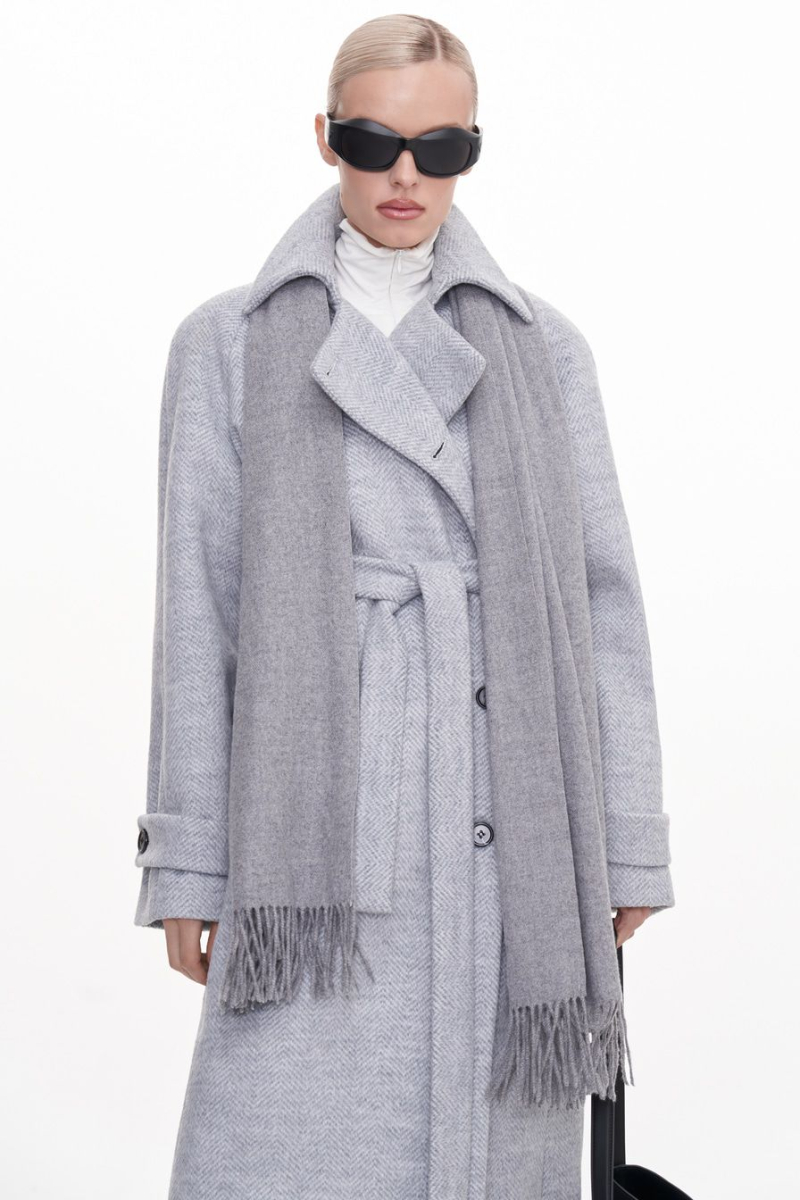 Шарф с бахромой TOPTOP, цвет: серый TT.607.15425.800 купить онлайн
