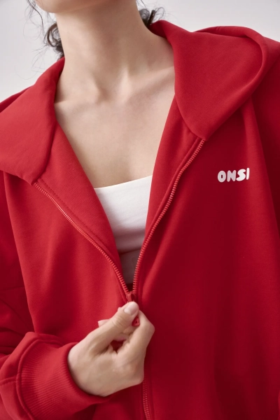 Худи на молнии ONSI, цвет: красный,  купить онлайн