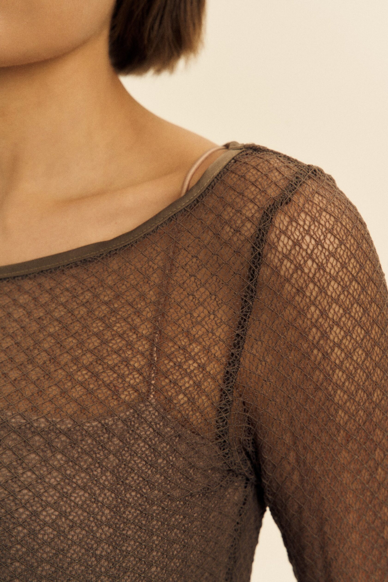 Лонгслив паутинка SAGAS, цвет: коричневый, 250028 купить онлайн