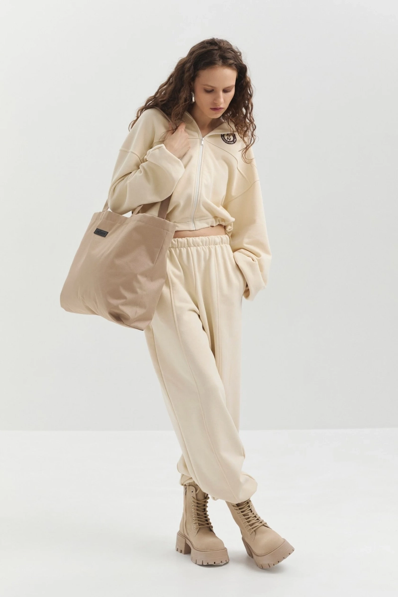 Джоггеры из футера marte, цвет: бежевый,  купить онлайн