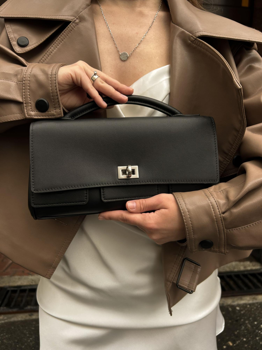 Сумка Касандра багет brand salad, цвет: серебристый черный J-704-PHR 7423 купить онлайн