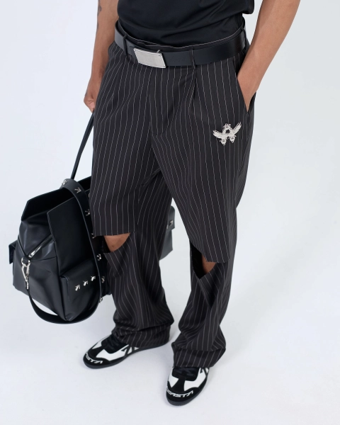 Брюки CL71 stripes с разрезами black ASIA ST 71, цвет: Черный, Ast71.CL71-pants-stripes-cut купить онлайн