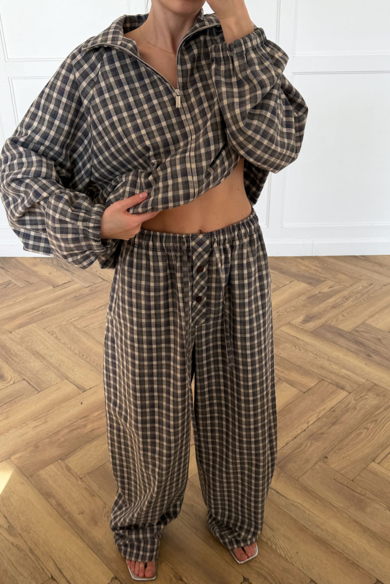 Брюки «бананы» в клетку Label .B, цвет: Сине-коричневый,  купить онлайн