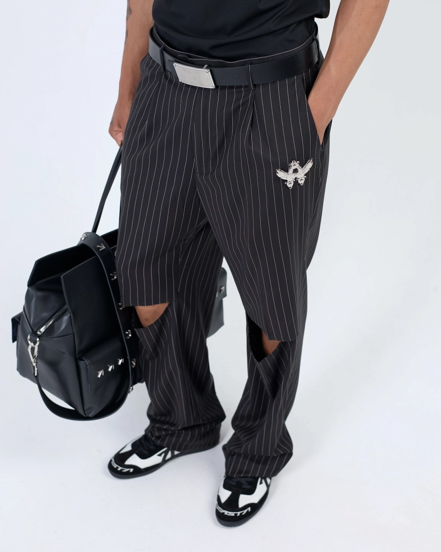 Брюки CL71 stripes с разрезами black ASIA ST 71, цвет: Черный, Ast71.CL71-pants-stripes-cut купить онлайн