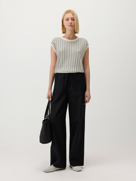 Джемпер женский короткий рукав Conso, цвет: молочный/черный, KJS 260754 - молочный/черный купить онлайн