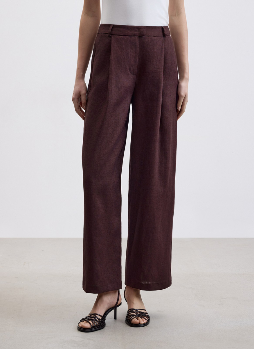 Брюки изо льна ALL WE NEED, цвет: коричневый, 2604W1689-19 купить онлайн